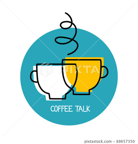 Coffee talk logo. Business meeting icon. Conversation over cup of tea symbol Coffee talk logo. Business meeting icon. Conversation over cup of tea symbol 88657350