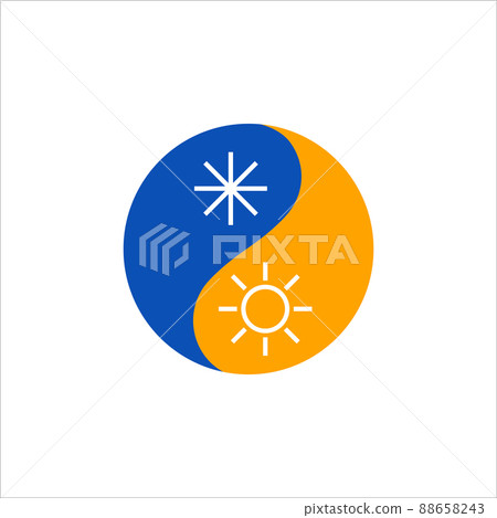 Snowflake and sun logo. Air conditioning icon 88658243