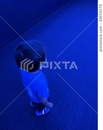 A child 3 years old walking alone in the dim light 88658579