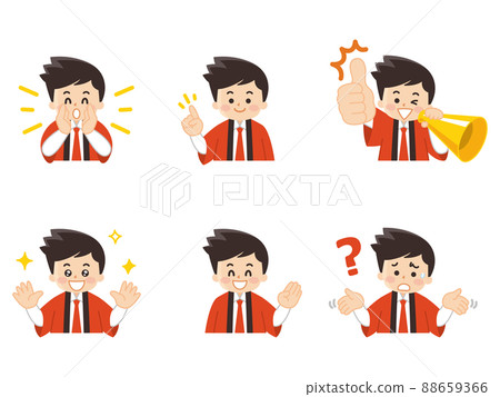 Male event staff gesture wearing a happi coat 88659366