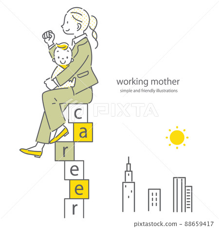 Women's career A woman in a suit holding a baby Women's career A woman in a suit holding a baby 88659417