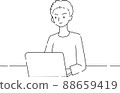 A man operating a laptop (line drawing) A man operating a laptop (line drawing) 88659419