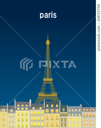 Paris paris Eiffel Tower tour eiffel night view travel poster 88659709