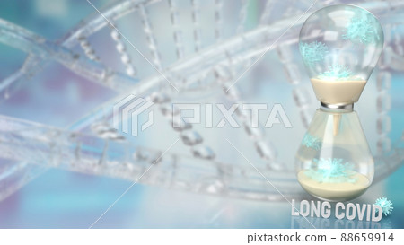 The virus and sand clock on sci background for long covid concept 3d rendering The virus and sand clock on sci background for long covid concept 3d rendering 88659914