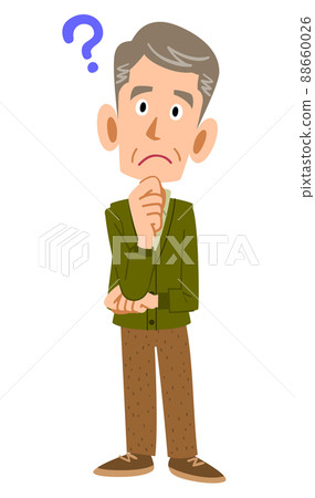 Whole body of an elderly man with doubts Whole body of an elderly man with doubts 88660026