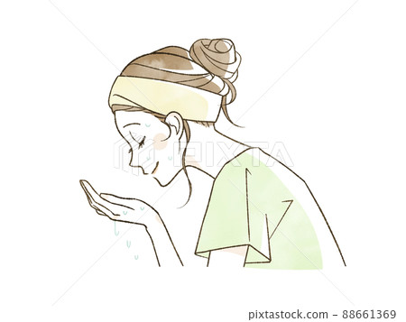 Woman doing face washing 88661369