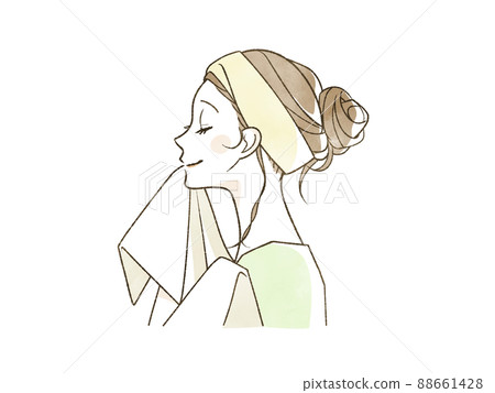 一個女人用毛巾擦臉 88661428