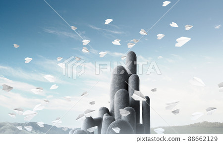 Multiple stone columns with breathtaking landscape 88662129