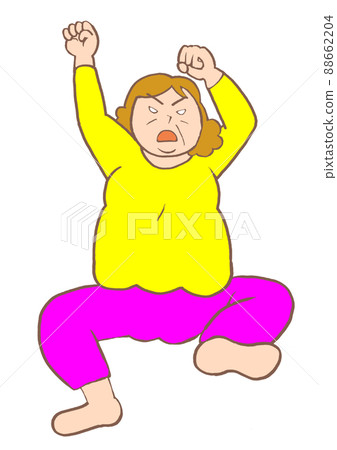 Illustration of a woman with bipolar disorder who is in a state of restlessness and flutters her limbs Illustration of a woman with bipolar disorder who is in a state of restlessness and flutters her limbs 88662204