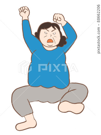 Illustration of a woman with schizophrenia who is in a state of restlessness and flutters her limbs Illustration of a woman with schizophrenia who is in a state of restlessness and flutters her limbs 88662206