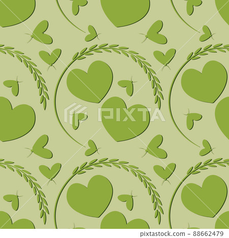 love. Two hearts in a graceful plant horseshoe for good luck. Valentin Day, St. Valentine. Styling 88662479