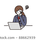 A high school girl in school uniform who is worried in front of a computer 88662939