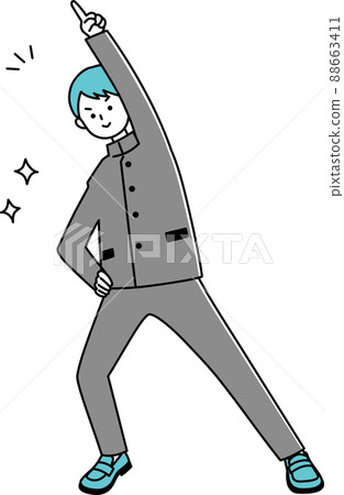 男學生全身指向姿勢與線 88663411