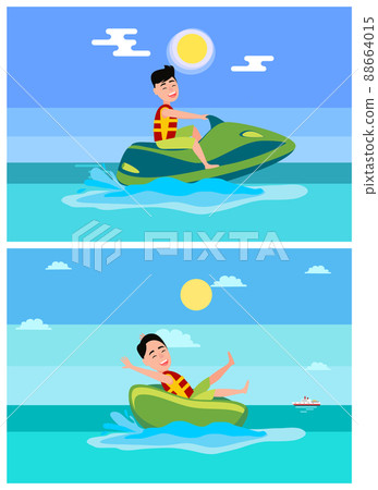 Jet Ski Collection of Summer Vector Illustration Jet Ski Collection of Summer Vector Illustration 88664015