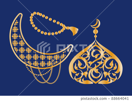 Ramadan Kareem Poster Crescent, Dome Topped Moon Ramadan Kareem Poster Crescent, Dome Topped Moon 88664041