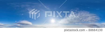 sky part of panorama with clouds, without ground, for easy use in 3D graphics and panorama for composites in aerial and ground spherical panoramas as a sky dome. sky part of panorama with clouds, without ground, for easy use in 3D graphics and panorama for composites in aerial and ground spherical panoramas as a sky dome. 88664130