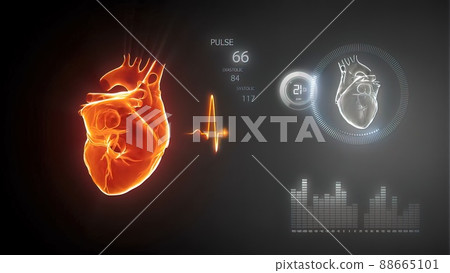 Heart Blood Pumping. Coronary Circulation. Science And Health Related 3D Render Heart Blood Pumping. Coronary Circulation. Science And Health Related 3D Render 88665101