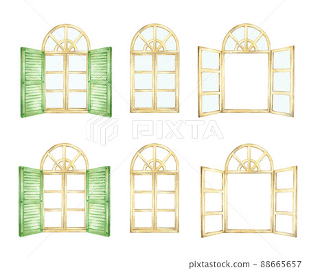 木製西式窗套 手繪彩色鉛筆劃 88665657