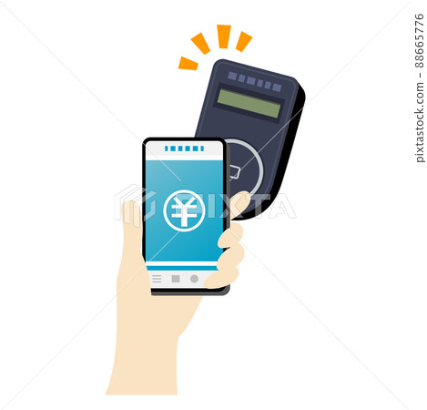 用智能手機的電子貨幣支付的插圖圖像 88665776