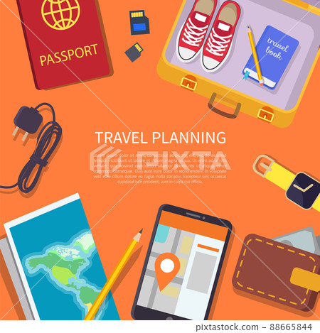 Travel Planning Headline, Vector Illustration Travel Planning Headline, Vector Illustration 88665844