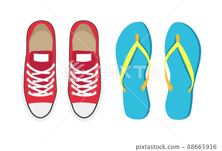 Sneakers and Flip-Flops Set Vector Illustration 88665916