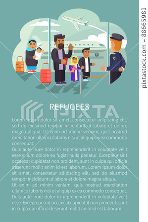 Refugees at Airport Poster Vector Illustration 88665981