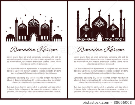 Ramadan Kareem Posters Set Vector Illustration 88666008