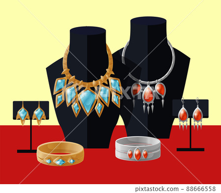 Accessory Silver and Gold Set Vector Illustration 88666558