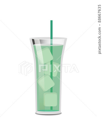 Bright Green Cocktail Poster, Vector Illustration 88667635