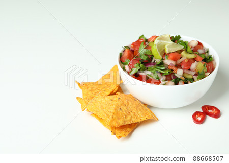 Pico de Gallo and chips on white background 88668507