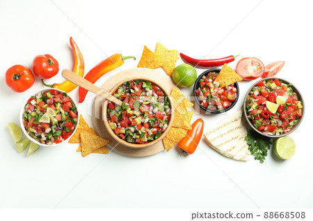 Mexican food concept with Pico de Gallo on white background 88668508