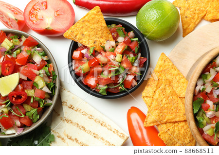 Mexican food concept with Pico de Gallo on white background 88668511