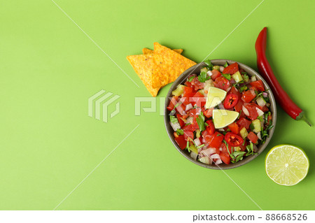 Mexican food concept with Pico de Gallo on green background 88668526