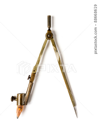 Old vintage pair of compasses isolated on white background 88668619