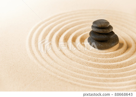Zen japanese garden and black stones background 88668643