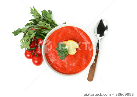 Spanish soup Gazpacho isolated on white background 88669098