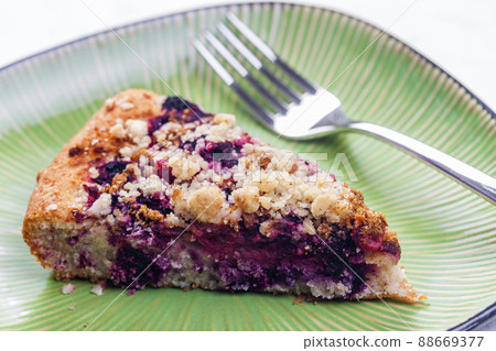 a piece of blueberry cake 88669377