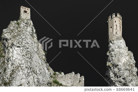 Ruins of Devin castle and river Danube at background, Slovakia    88669641
