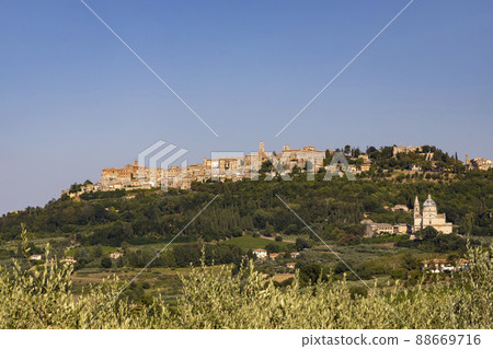 San Biagio church and old town Montepulciano, Tuscany, Italy San Biagio church and old town Montepulciano, Tuscany, Italy 88669716