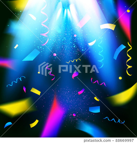 Colored confetti on a blue background 88669997