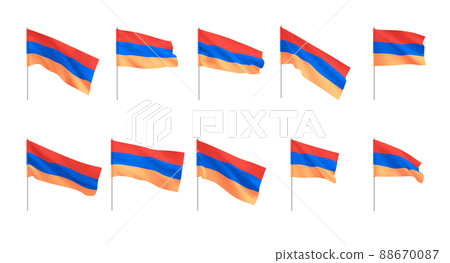 Armenian flags. Set of national realistic flags of Armenia. 88670087