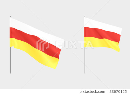 South Ossetia flags. Set of national realistic South Ossetia flags. South Ossetia flags. Set of national realistic South Ossetia flags. 88670125