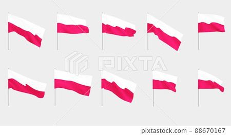 flags11setplPolish flags. Poland national waving flags. Vector 88670167