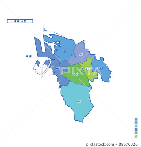 Sakai City Administrative District / Sakai City Map I tried to color-code by color on a rainy day Sakai City Administrative District / Sakai City Map I tried to color-code by color on a rainy day 88670326