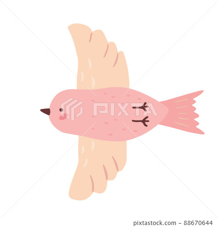 Cute pink bird isolated on white background.... - Stock Illustration ...