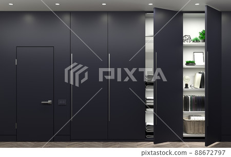 Modern dark wardrobe and minimalist doors furniture 88672797