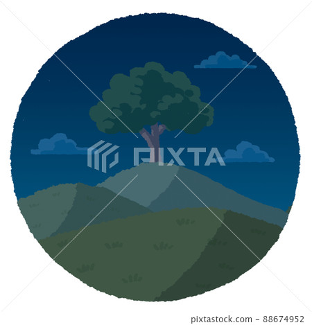 Night hills and trees (circular icon) Night hills and trees (circular icon) 88674952