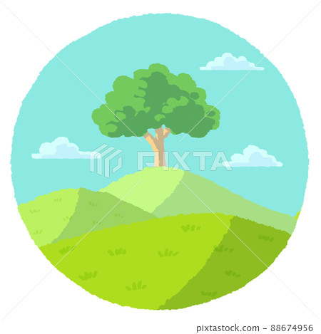 Daytime hills and trees (circular icon) Daytime hills and trees (circular icon) 88674956