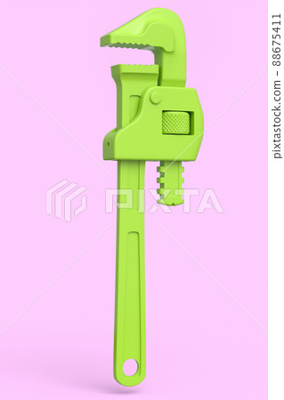 Adjustable pipe wrench, spanner or plumbing tool on pink monochrome background Adjustable pipe wrench, spanner or plumbing tool on pink monochrome background 88675411