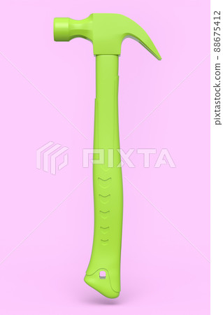 Hammer with a rubberized handle isolated on pink monochrome background Hammer with a rubberized handle isolated on pink monochrome background 88675412